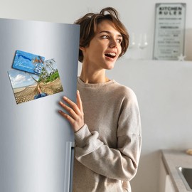 TRIOSK Fridge Magnets North Sea Magnet Island Wangerooge Saying Souvenir Gift Maritime for Travel Lovers Women Men North Sea Lovers Fridge Strong Square Large 85 x 55 mm