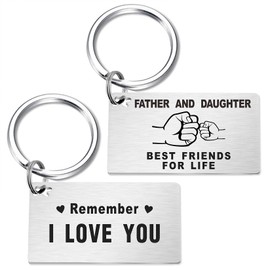 TGCNQ Fathers Day Dad Gifts from Daughter, Best Dad Ever Keychain Remember I Love You Fathers Day Keyring