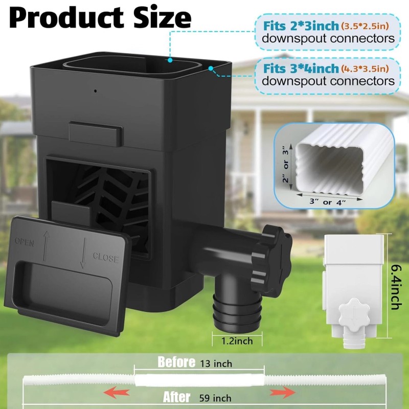 Anivia Rain Barrel Diverter Downspout Diverter Fits for 2x3 or