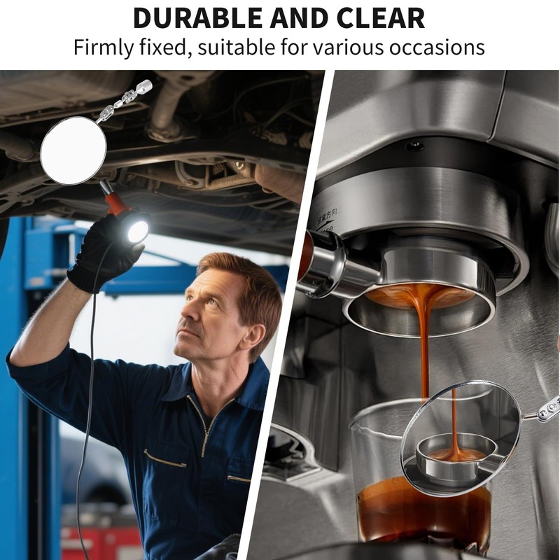 Inspection Mirror with Magnetic Base - 3.35 inch Swivel-Free Angle