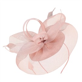 Zando Fascinators for Weddings, Feather Mesh Fascinator Clip, Faux Flowers Pink Fascinator, On A Headband Wedding Prom 2025, Hair Accessories Wedding Guest, Bride Hat, Root Pink, One Size
