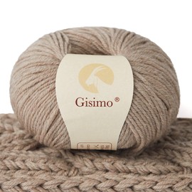 GISIMO 100% Merino Wool Yarn, 6-Ply Luxurious and Soft Yarn for Hand Knitting & Crocheting, 1.76 OZ/50g, 127 yds/116 meters (camel, 1 ball)