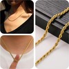 HSWYFCJY 4 MM Twist Rope Chain, Stainless Steel Gold Rope