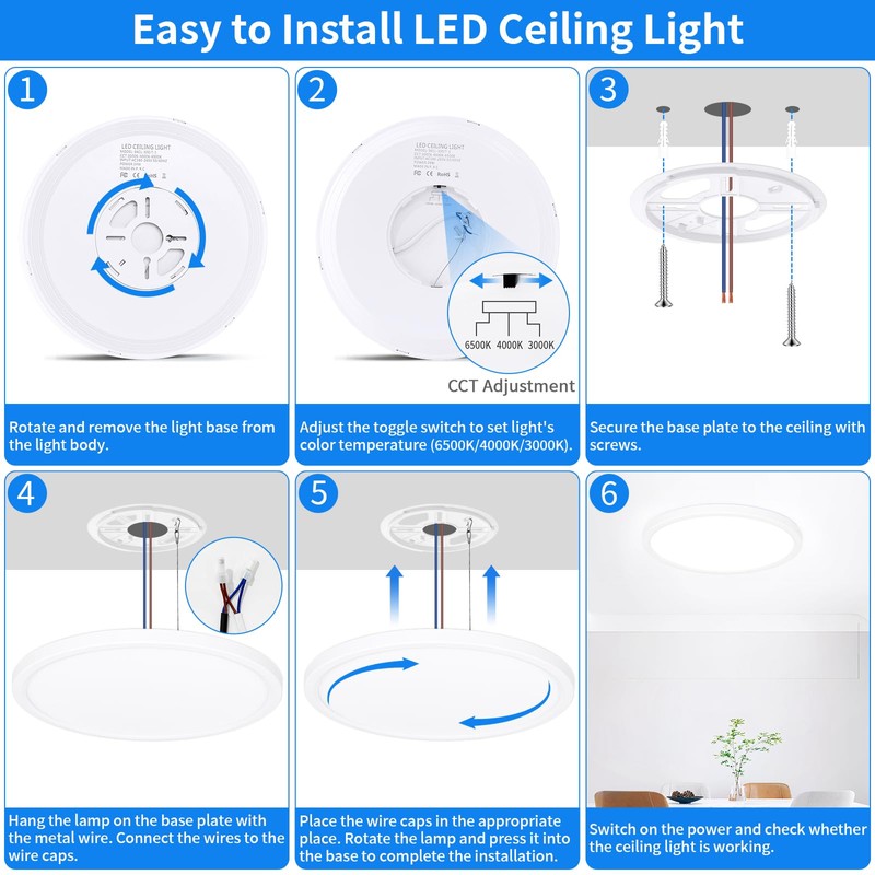 MOONSEA 24 W LED Ceiling Light Flat, 3 Colours, 3000
