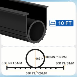 MYFAMIREA Garage Door Seals Bottom Rubber 10FT Weather Stripping Seal Kit Flexible Weatherproof Threshold Seal Strip Replacement Gasket Bottom for Garage Door, 3 3/4'' Width with 5/16'' T End, Black