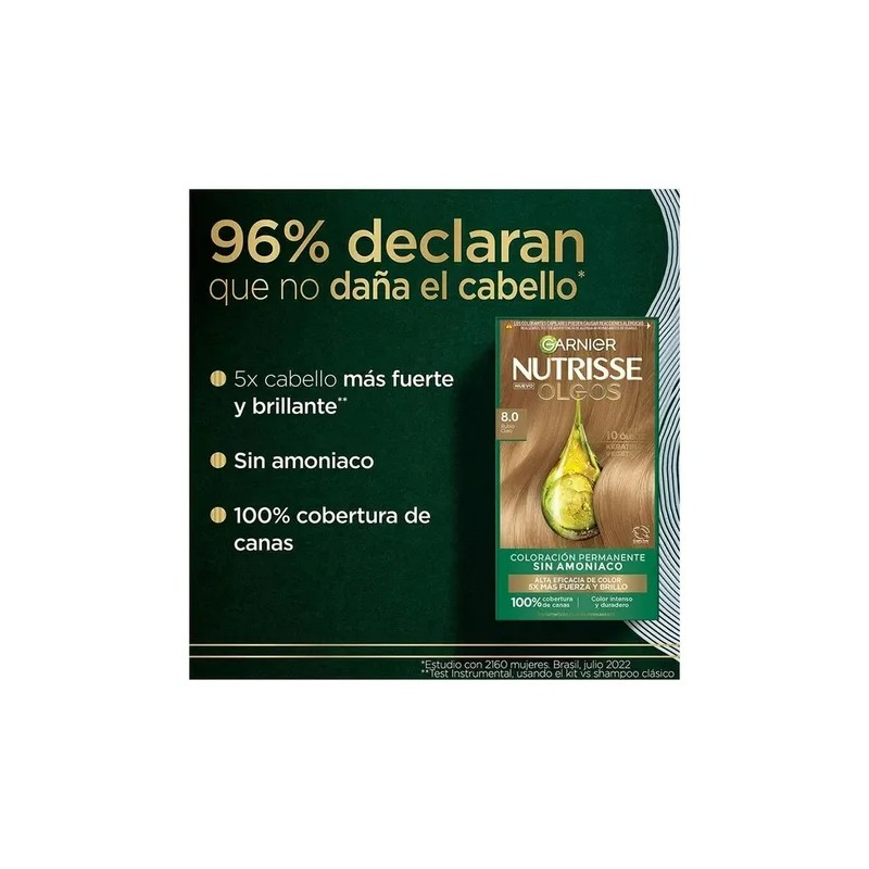 Tinte Capilar Sin Amoniaco Garnier Óleos Tono 8.0