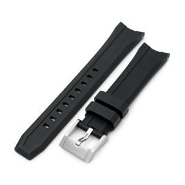 MiLTAT 20mm Wheels Resilient Curved End FKM Rubber Watch Strap Black
