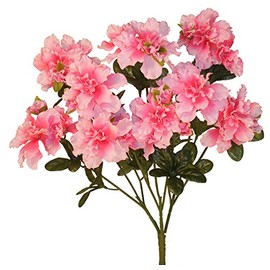 Factory Direct Craft Pink Poly Silk Azalea Floral Bush | for Indoor Decor