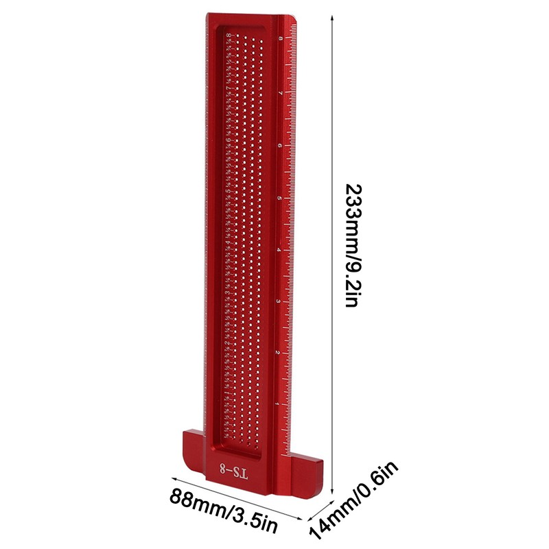 TS-8 Woodworking Hole Ruler Aluminum T shaped Measuring Tool Mini