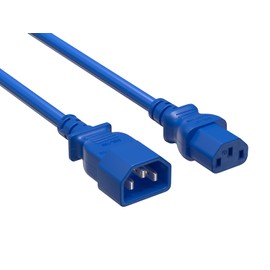 CableLeader 2ft IEC-320 C13 to C14 Heavy-Duty Power Extension Cord 18 AWG 10A/250V SJT, Computer to PDU CPU Power Extension Cable, PC Power Cable, UL Listed, Blue