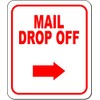 MAIL DROP OFF DIRECTIONAL RIGHT ARROW RED Aluminum Composite Outdoor