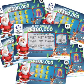 Lets Go Crimbo Pack of 6 Winning Fake Scratch Cards Christmas Prank Joke Secret Santa Stocking Filler Present Funny Gift For Him For Her