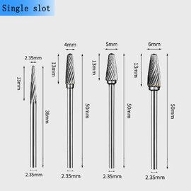 Luo ke 4 Pcs Aluminum Cutting Burr - 3/32 Inch Shank Tungsten Carbide Bits For Rotary Tool Include Dremel (C Type Single Slot)