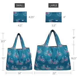 allydrew - Bolsas plegables de nailon reutilizables para comestibles, tamaño grande y pequeño, juego de 2 bicicletas