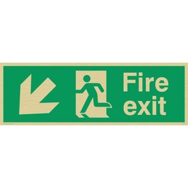 Viking Signs SB426-L31-GV Left Down Arrow "FIRE EXIT Sign, Gold Vinyl, 100 mm H x 300 mm W