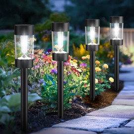 Eyrosa Solar Lights Outdoor, 12 Pack Waterproof Solar Landscape Lighting for Pathway Garden Yard Path Walkway Driveway Lawn Patio Outside Decor, Cool White