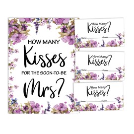 Inkdotpot How Many Kisses for The Soon to Be Mrs Floral White Bridal Shower Game 1 Sign + 30 Cards