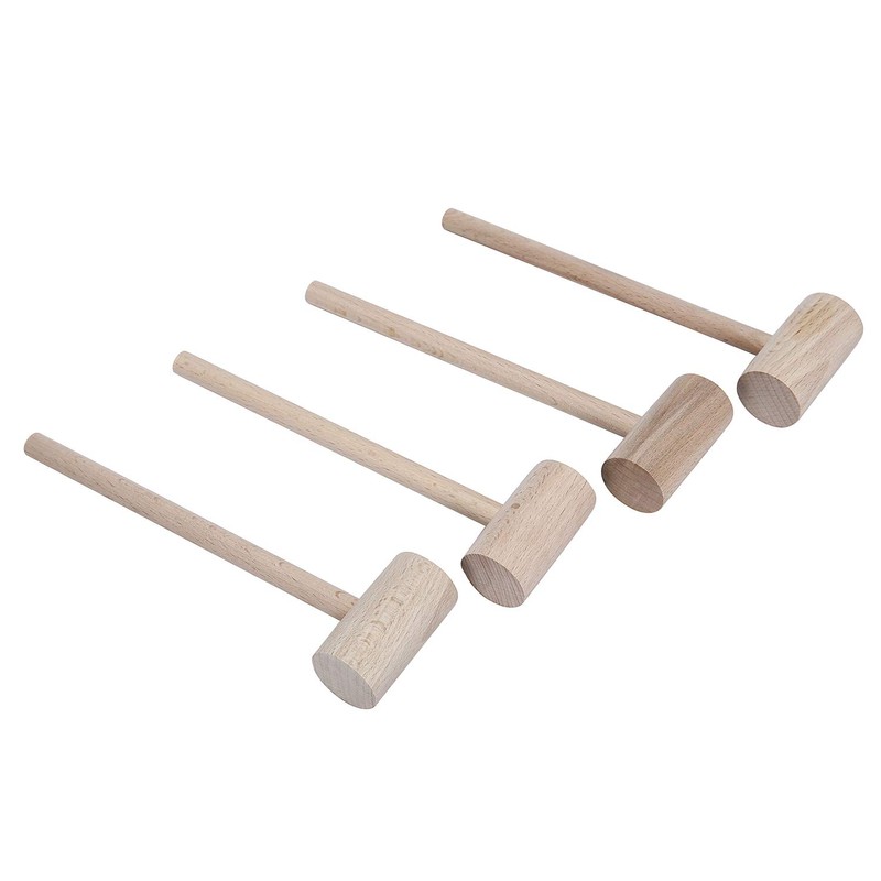 Wooden Crab Mallets Lobster Hammers Seafood Crackers, Beechwood, Set of