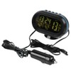 Luminous Clock Car Thermometer Temperature Display Voltage Monitor 12/24H Black