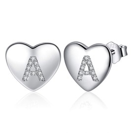 Jrêveinfini Buchstaben Ohrringe Silber 925 Stecker Damen Mädchen Kinder Teenager Frauen Klein, Herz Ohrringe Ohrstecker Hypoallergen Nickelfreie, Weihnachts Geschenke für Frauen Mädchen Mama