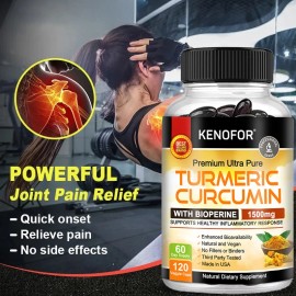 Kenofor Turmeric Curcumin Supplements 1500mg Improve Immunity Joint Health 120 Capsules