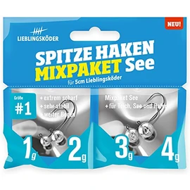 Lieblingsköder Pointed Hooks Size 1 Mix Pack - 4 Jig Heads, Design: Mix Pack Sea / 1 g / 2 g / 3 g / 4 g