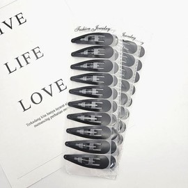 Large Black Hair Snap Clips (10-Pack) / 대형 검정 헤어 똑딱핀 10개입