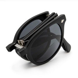 VITENZI Foldable Bifocal Sunglasses for Men and Women - Folding Reader Sunglasses - Retro Reading Sun Glasses with Built In Readers - Fano in Black 2.25