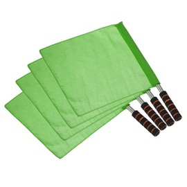 PATIKIL Referee Flag, 4 Pack Stainless Steel Pole Sponge Handle for Football Soccer Track and Field Sports Linesman Command Hand Signal, Green
