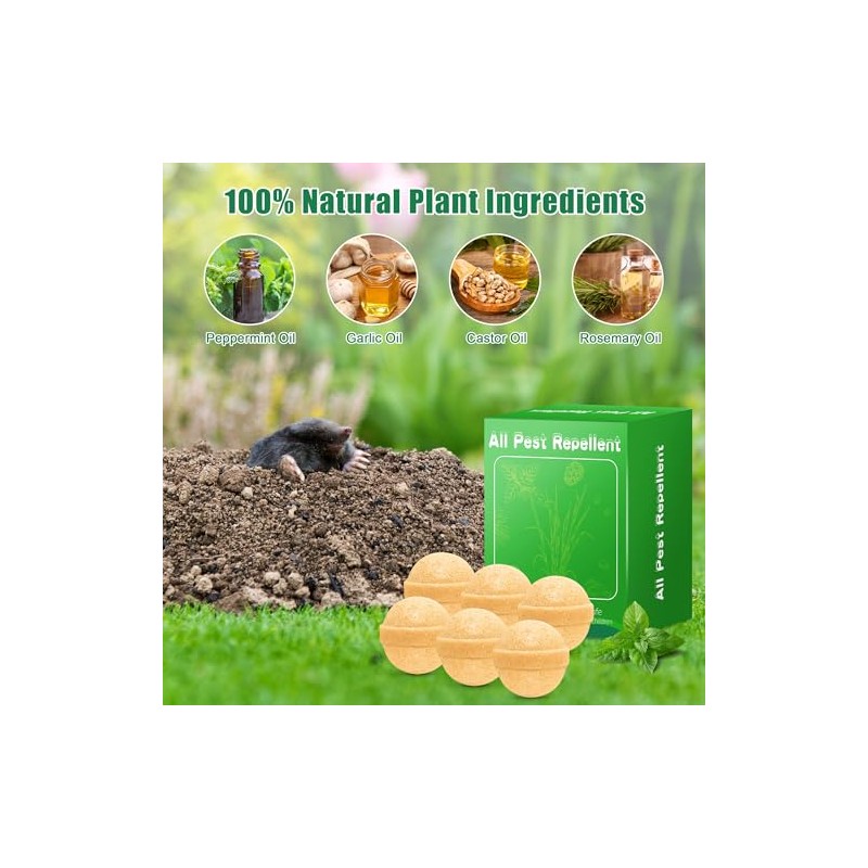 36Pack Mole Repellent Balls for Yard - Natural Pest Control