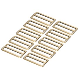 PATIKIL 2 Inch Tri-Glide Slide Buttons, 10 Pack Adjustable Buckle Webbing Strap Fastener for Backpack Bag Belt, Brass