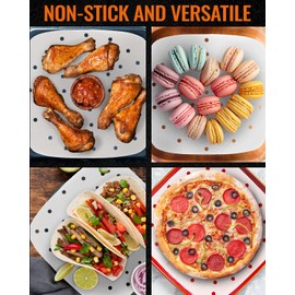 Air Fryer Parchment Paper Sheets for Ninja Combi All-in-One Multicooker 14-in-1 SFP701 Airfryer Oven and Slow Cooker, Perforated Liners 100pcs Pre-Cut Square Accessories, Basket Protectors