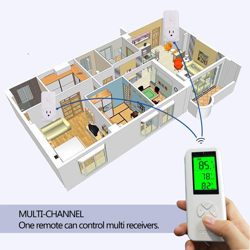 DIGITEN Wireless Thermostat Outlet (with 2 Receivers) Plug-in Temperature Controller