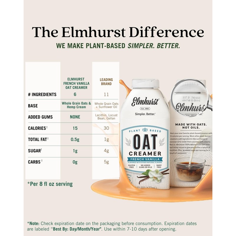 Elmhurst 1925 French Vanilla Oat Creamer - 16 Ounce (Pack