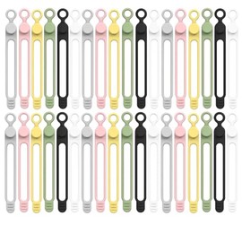 Organizadores de Cables Silicona Elástica Flexible Organización Escritorio Computadora Cables Organizadores Reutilizables Alta Calidad Multicolor Bridas Electricidad. (Multicolor / 36 Piezas)