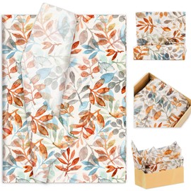 Whaline 60 Sheets Fall Tissue Paper Maple Leaves Gift Wrapping Paper Vintage Decorative Art Paper for Autumn Harvest Thanksgiving Birthday Baby Shower Party Decor, 14 x 20 Inch