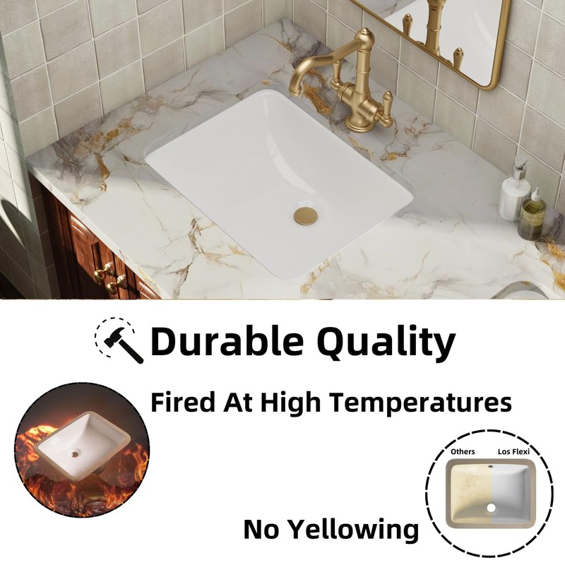 18"W x14"D Rectangular Undermount Bathroom Sink, Los Flexi 18 Inhc