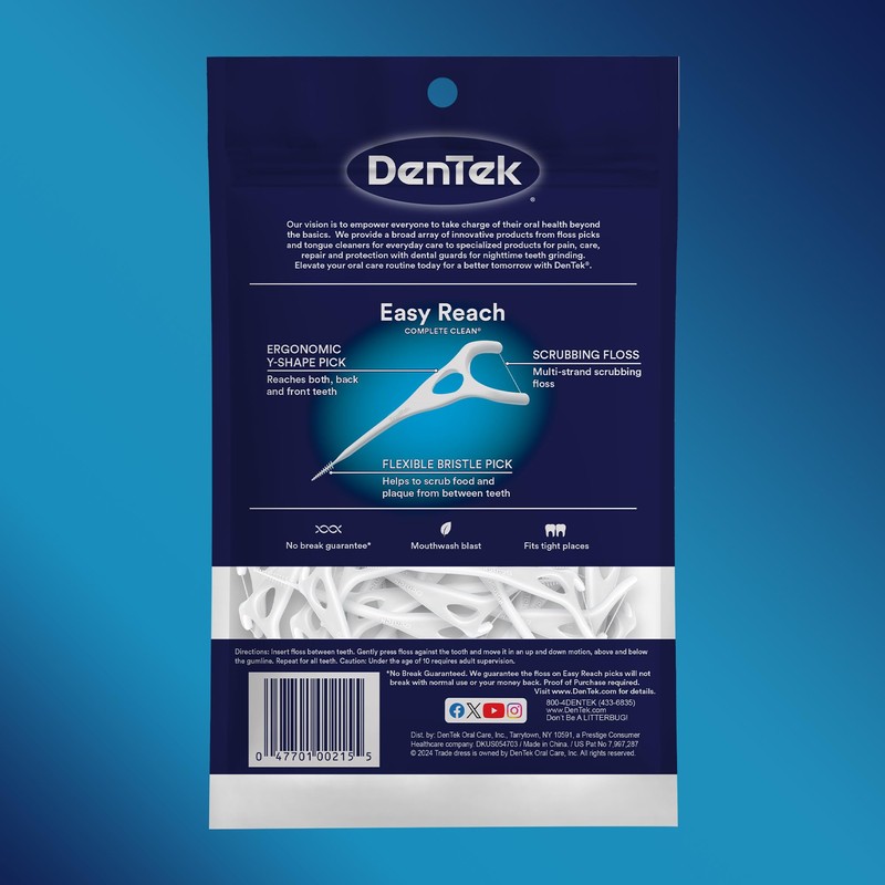 DenTek Complete Clean Easy Reach Floss Picks, No Break &