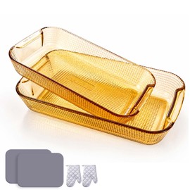 2 Glass Baking Dishes for Oven, Freezer-to-Oven Safe, 13.6x8.3in 11.6x6.7in