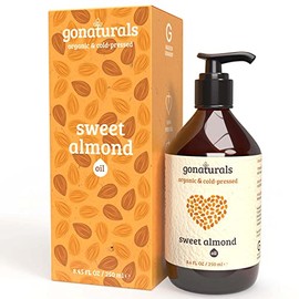 GoNaturals Organic Sweet Almond Oil - Organic Almond Oil: Effective Almond Oil For Skin & Hair Growth Oil - Ideal Sweet Almond Oil For Skin With Body Oil For Dry Skin - Almond Massage Oil, 250ml