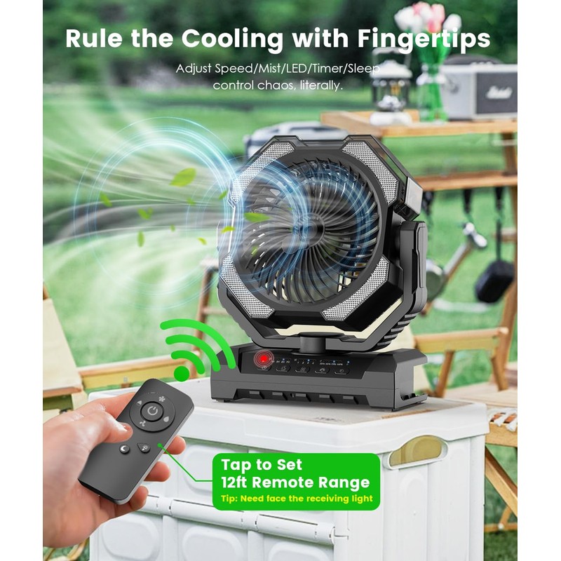 Camping Misting Fan - 30000mAh Portable Battery Powered Fans with