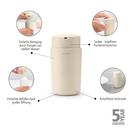 Brabantia - Renew Seifenspender 250 ml - Tropffreier Pumpmechanismus - Einfaches Nachfüllen - Abnehmbare Halterung - Korrosionsbeständig - Stilvolles Accessoire für das Badezimmer - Soft Beige