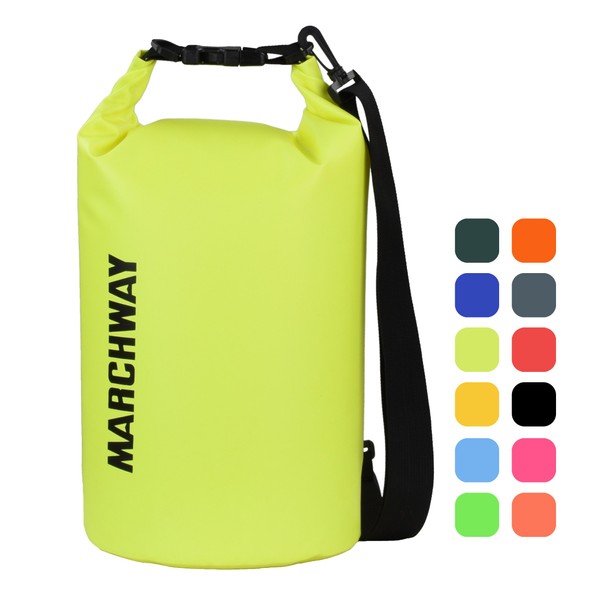 MARCHWAY Floating Waterproof Dry Bag 5L/10L/20L/30L, Roll Top Sack Keeps Gear Dry for Kayaking, Rafting, Boating, Swimming, Camping, Hiking, Beach, Fishing (Bright Yellow, 10L)