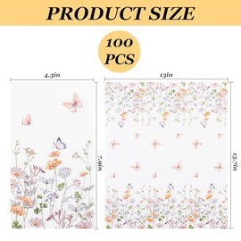 100 servilletas de papel de flores de mariposa, desechables, para primavera, boda, aniversario, novia, baby shower, té, fiesta, decoración de mesa