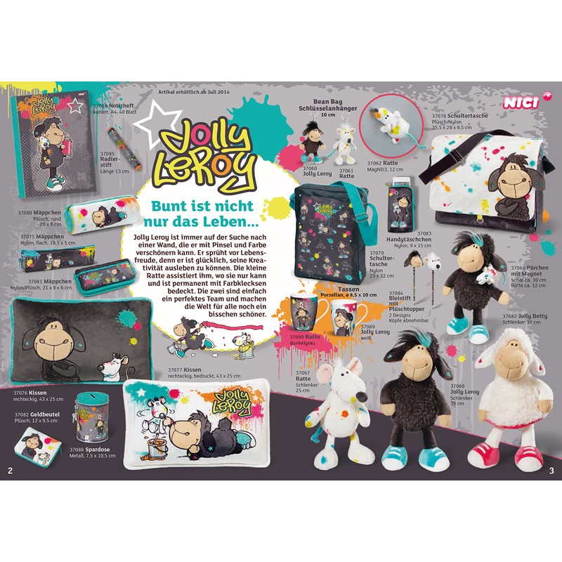 Nici Mäppchen Jolly Leroy&Rat Nylon flach 19.5x5cm