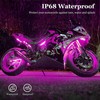 Motorcycle LED Underglow Kit, icicar 8 Pcs APP/RF Control Multicolor