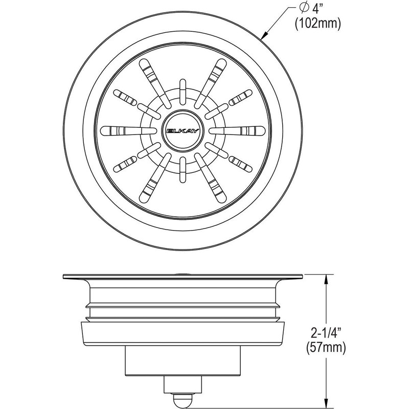 Elkay LKQS35 3-1/2" Basket Strainer - Greystone