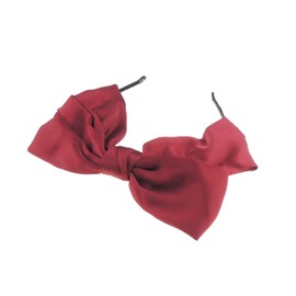 Ladies Girls Ladies Large Big Satin Double Bow Black Headband Alice Band (Burgundy)
