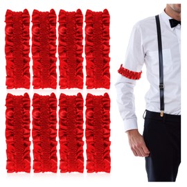 oruola 8pcs Sleeve Garters for Men, Red Arm Garters for Men, Great Gatsby Accessories for Mens, 1920s Accessories for Mens or Party Supplies Las Vegas Poker Game Night