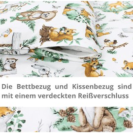 TupTam Baby Crib Pram Bedding Set Duvet Pillow - 4 pieces, Animals in leaves, 80x80 cm